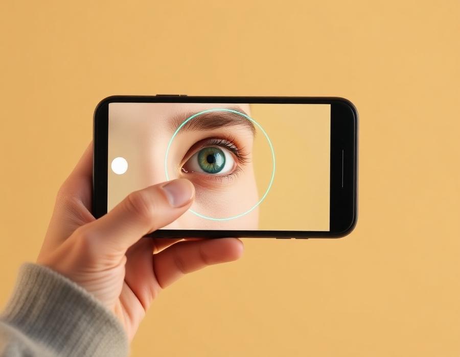 Person scanning their eye with a smartphone